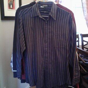 men's Beverly Hills Polo Club blue stripe dress shirt large